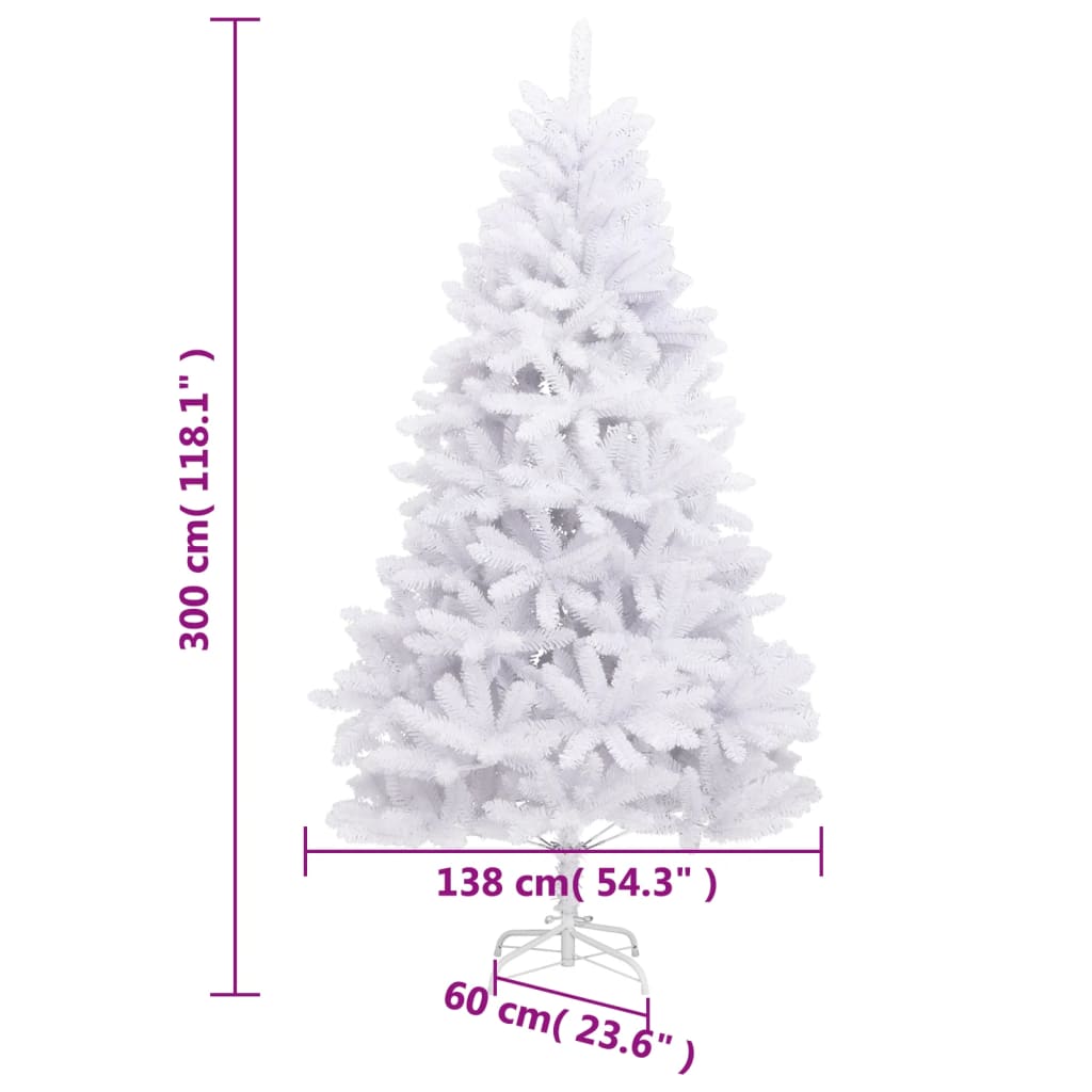Albero di Natale Artificiale Incernierato con Base Bianco 300cm