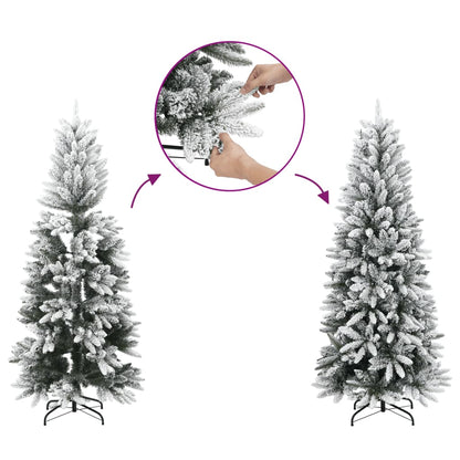 Albero Natale Artificiale Incernierato con Neve Fioccata 150 cm