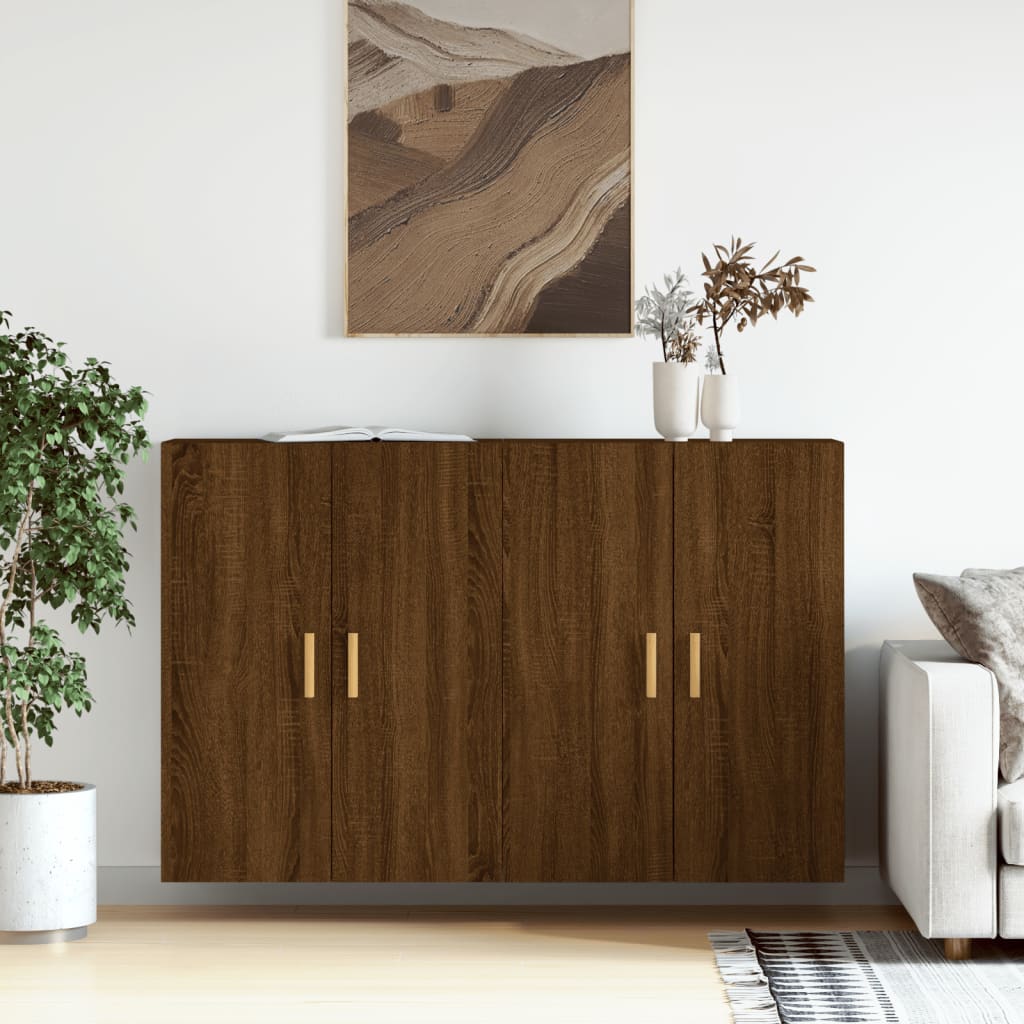Armadietti a Parete 2 pz Rovere Marrone in Legno Multistrato - homemem39