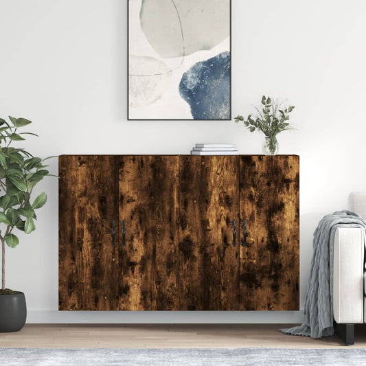 Armadietti a Parete 2 pz Rovere Fumo in Legno Multistrato | homemem39