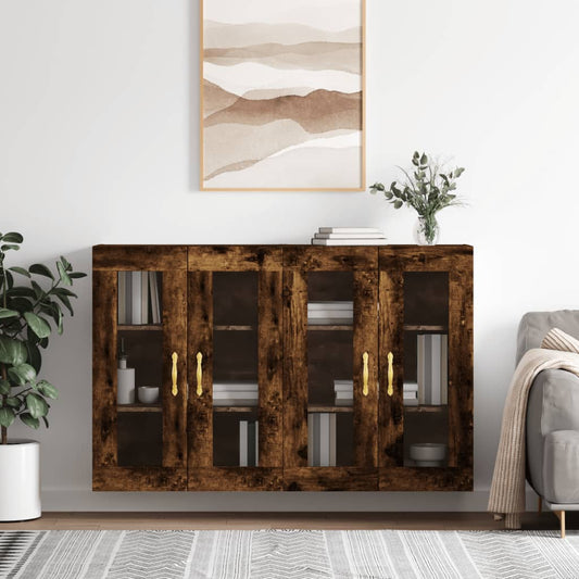 Armadietti a Parete 2 pz Rovere Fumo in Legno Multistrato | homemem39