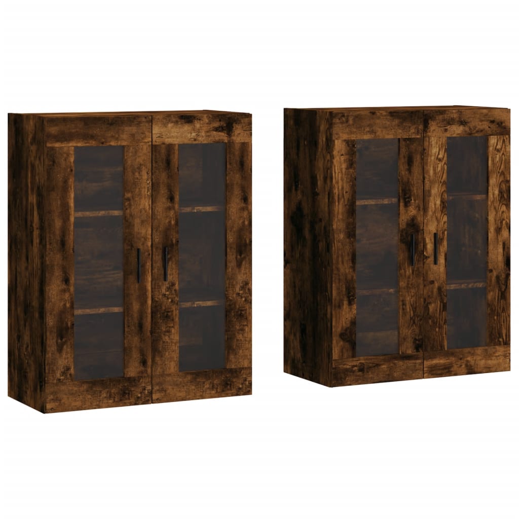 Armadietti a Parete 2 pz Rovere Fumo in Legno Multistrato | homemem39