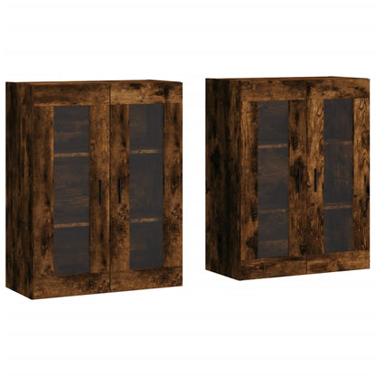 Armadietti a Parete 2 pz Rovere Fumo in Legno Multistrato | homemem39