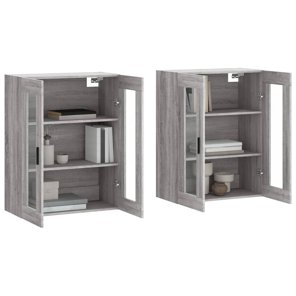 Armadietti a Parete 2 pz Grigio Sonoma in Legno Multistrato | homemem39