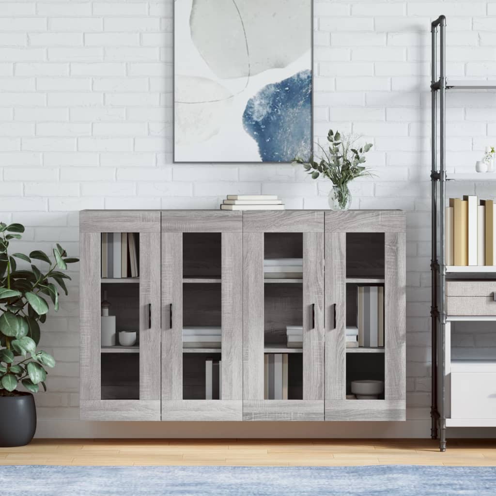 Armadietti a Parete 2 pz Grigio Sonoma in Legno Multistrato | homemem39