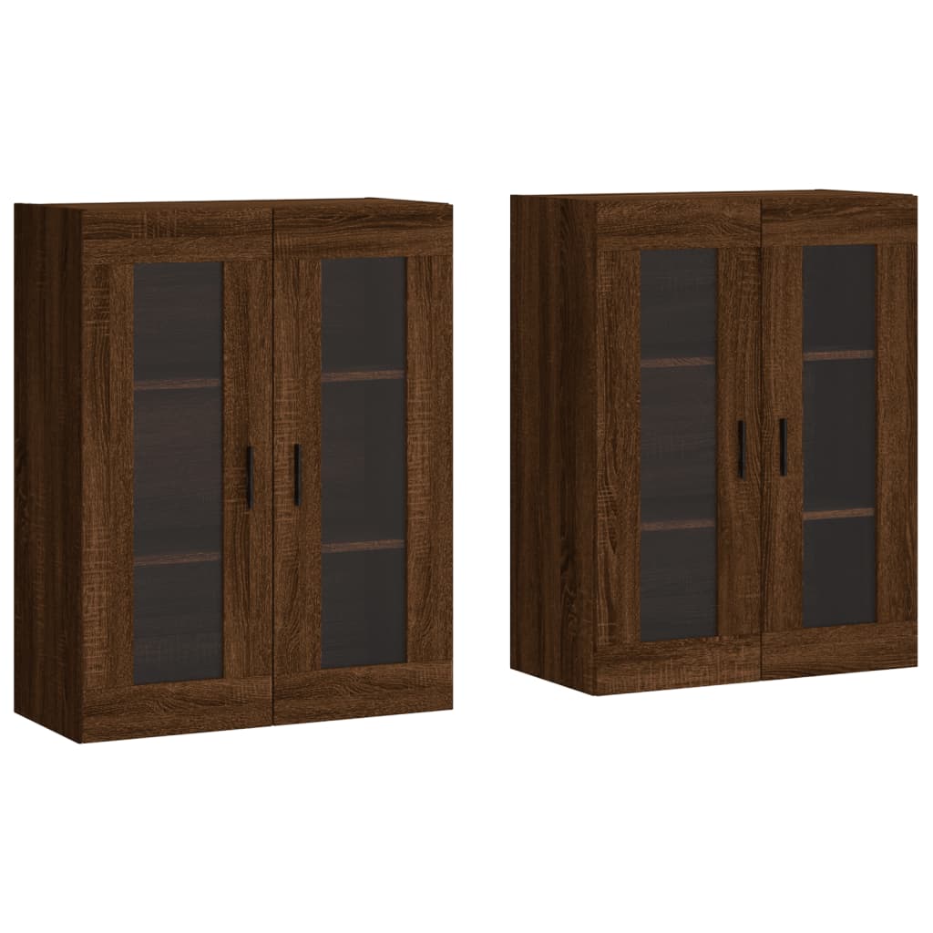 Armadietti a Parete 2 pz Rovere Marrone in Legno Multistrato | homemem39