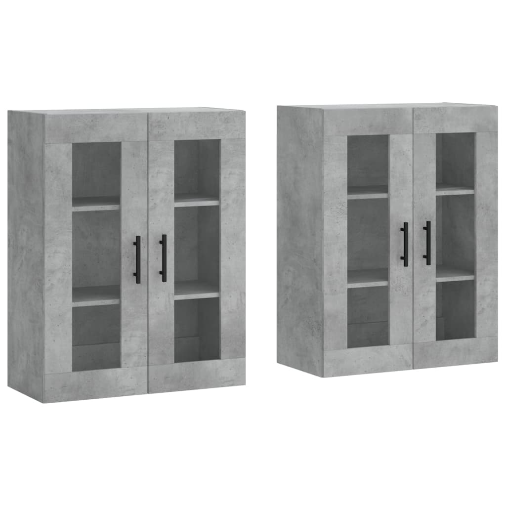 Armadietti a Parete 2 pz Grigio Cemento in Legno Multistrato | homemem39