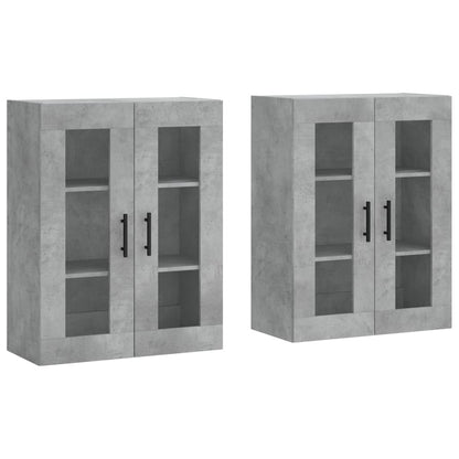 Armadietti a Parete 2 pz Grigio Cemento in Legno Multistrato | homemem39