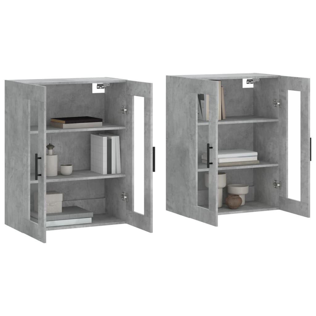 Armadietti a Parete 2 pz Grigio Cemento in Legno Multistrato | homemem39