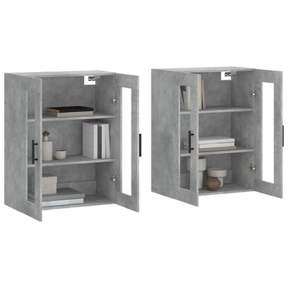 Armadietti a Parete 2 pz Grigio Cemento in Legno Multistrato | homemem39