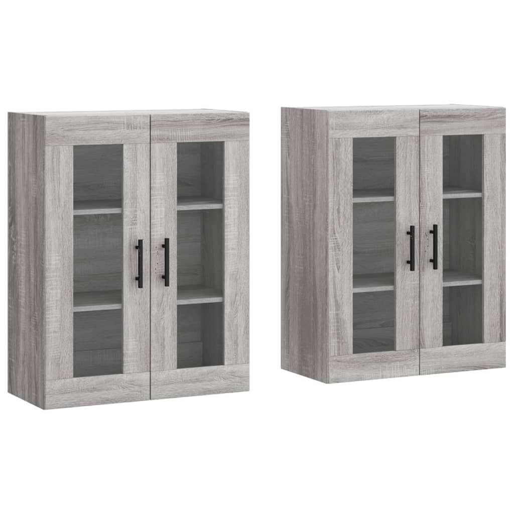Armadietti a Parete 2 pz Grigio Sonoma in Legno Multistrato | homemem39