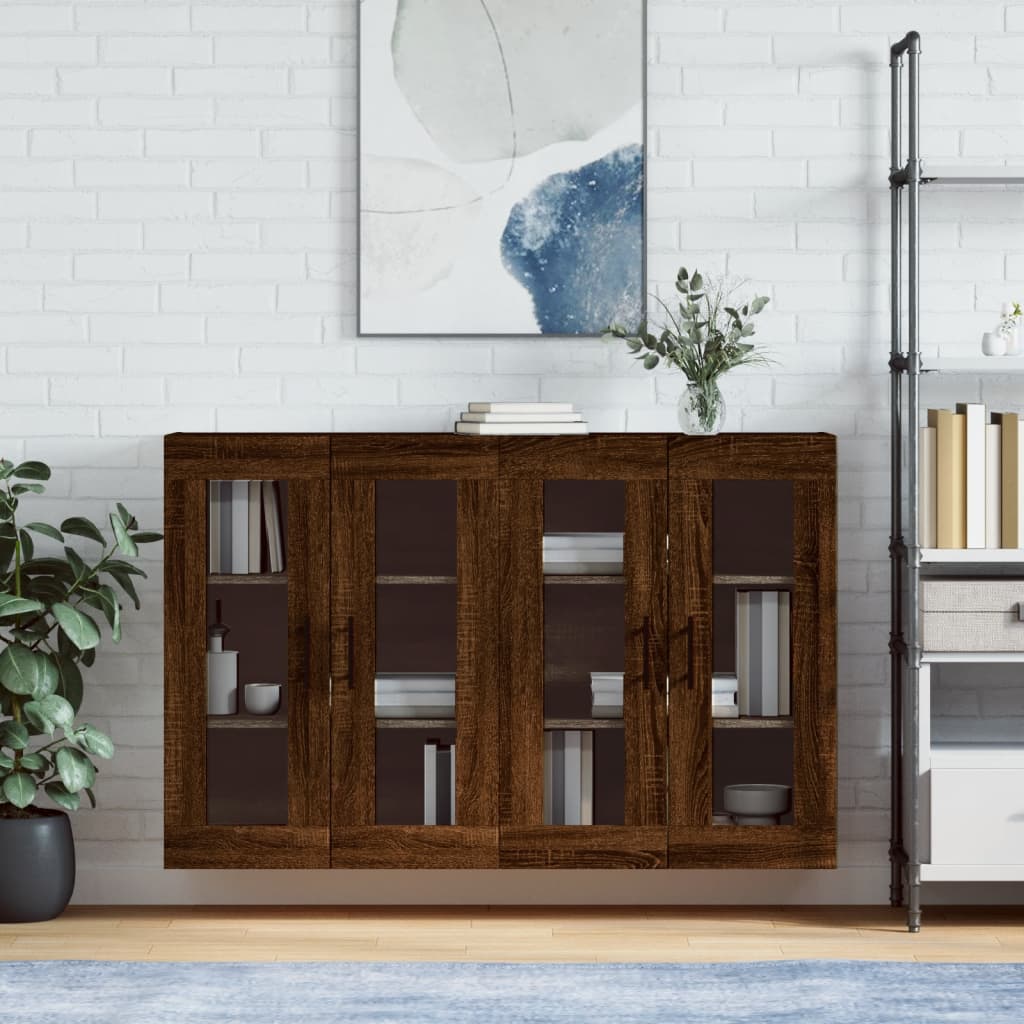 Armadietti a Parete 2 pz Rovere Marrone in Legno Multistrato | homemem39