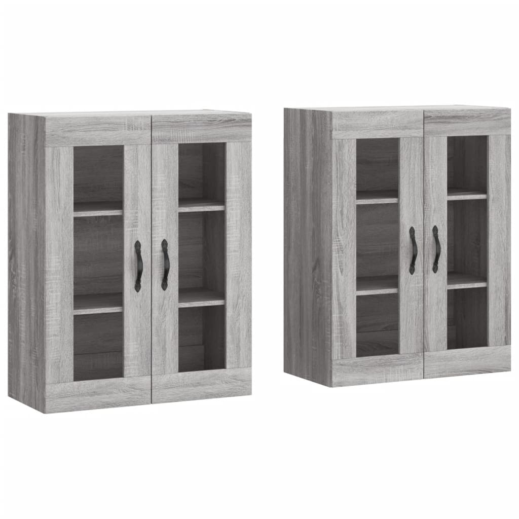 Armadietti a Parete 2 pz Grigio Sonoma in Legno Multistrato