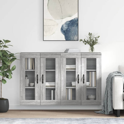 Armadietti a Parete 2 pz Grigio Sonoma in Legno Multistrato
