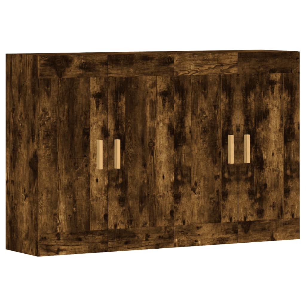 Armadietti a Parete 2 pz Rovere Fumo in Legno Multistrato