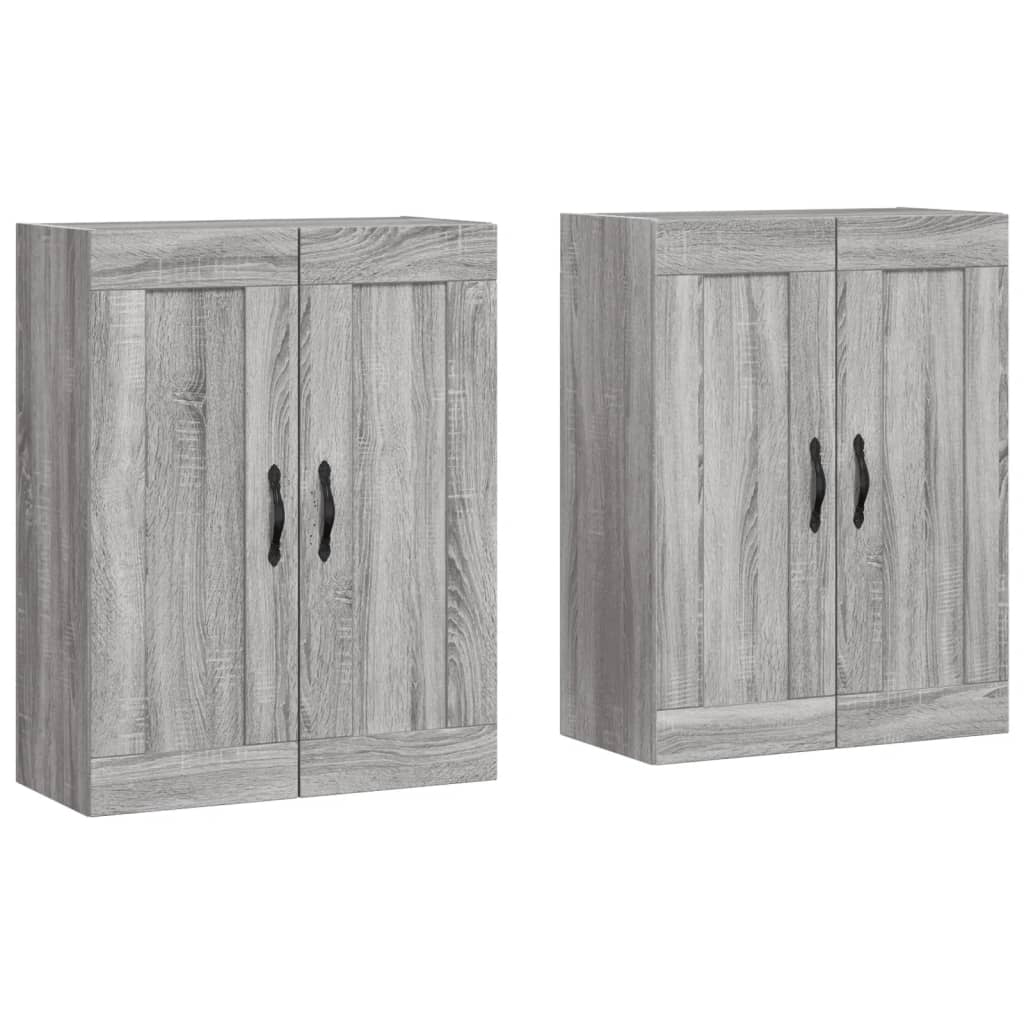 Armadietti a Parete 2 pz Grigio Sonoma in Legno Multistrato