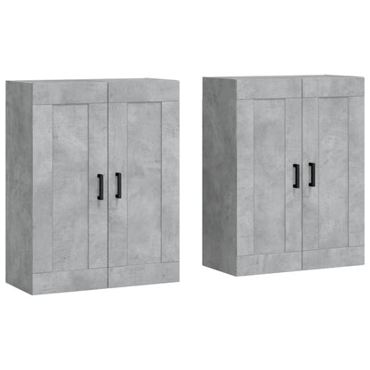 Armadietti a Parete 2 pz Grigio Cemento in Legno Multistrato