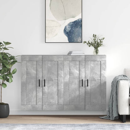 Armadietti a Parete 2 pz Grigio Cemento in Legno Multistrato - homemem39