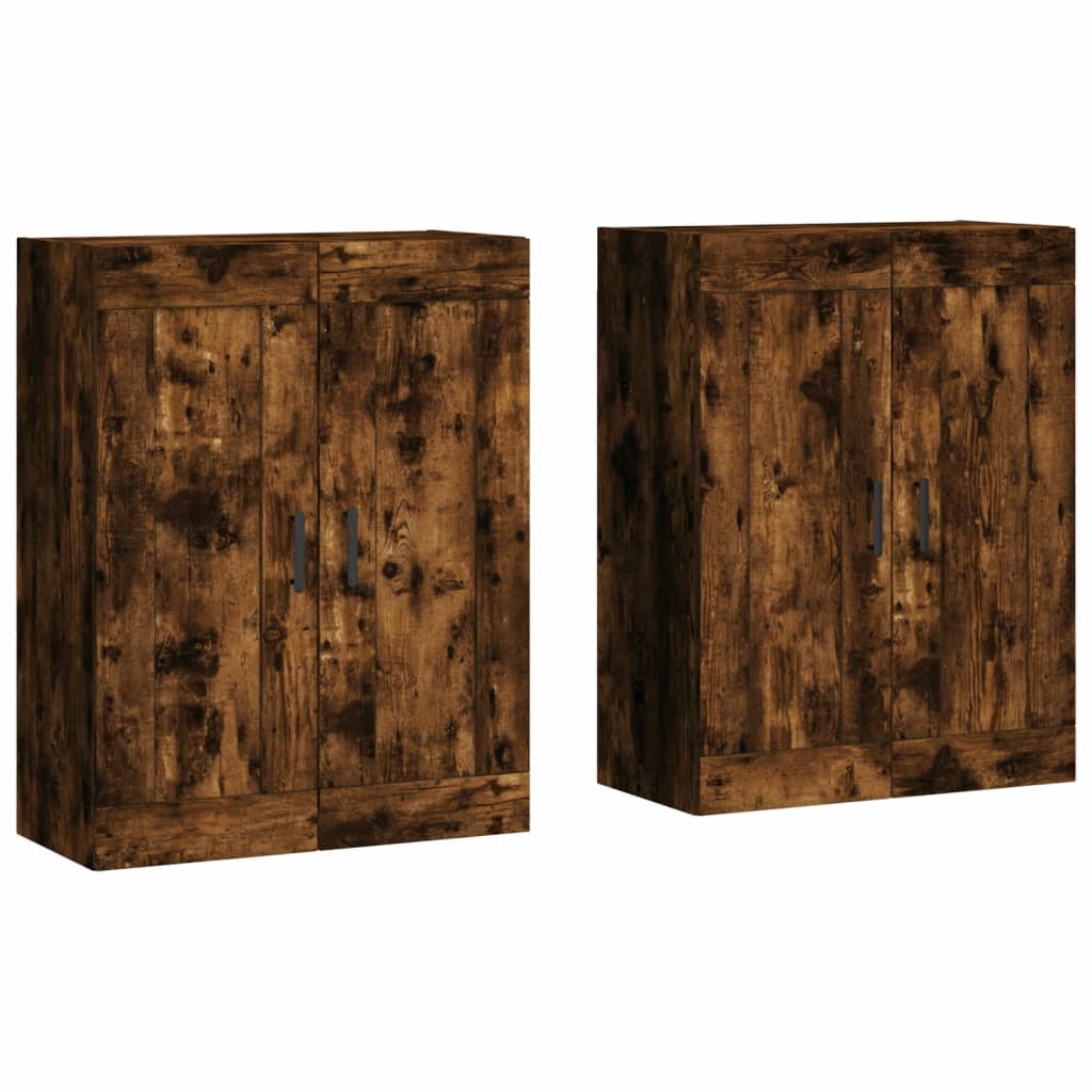 Armadietti a Parete 2 pz Rovere Fumo in Legno Multistrato | homemem39