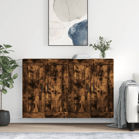 Armadietti a Parete 2 pz Rovere Fumo in Legno Multistrato | homemem39