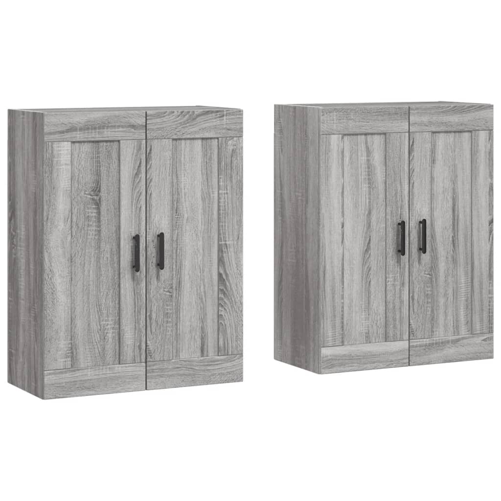 Armadietti a Parete 2 pz Grigio Sonoma in Legno Multistrato | homemem39