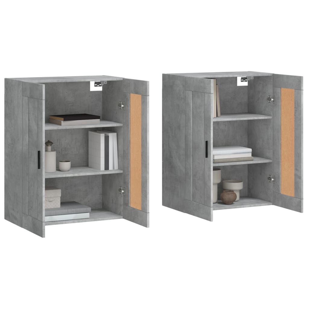 Armadietti a Parete 2 pz Grigio Cemento in Legno Multistrato | homemem39