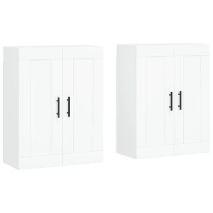 Armadietti a Parete 2 pz Bianchi in Legno Multistrato