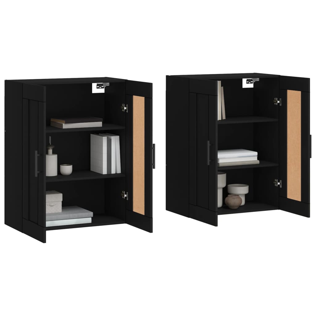 Armadietti a Parete 2 pz Neri in Legno Multistrato | homemem39