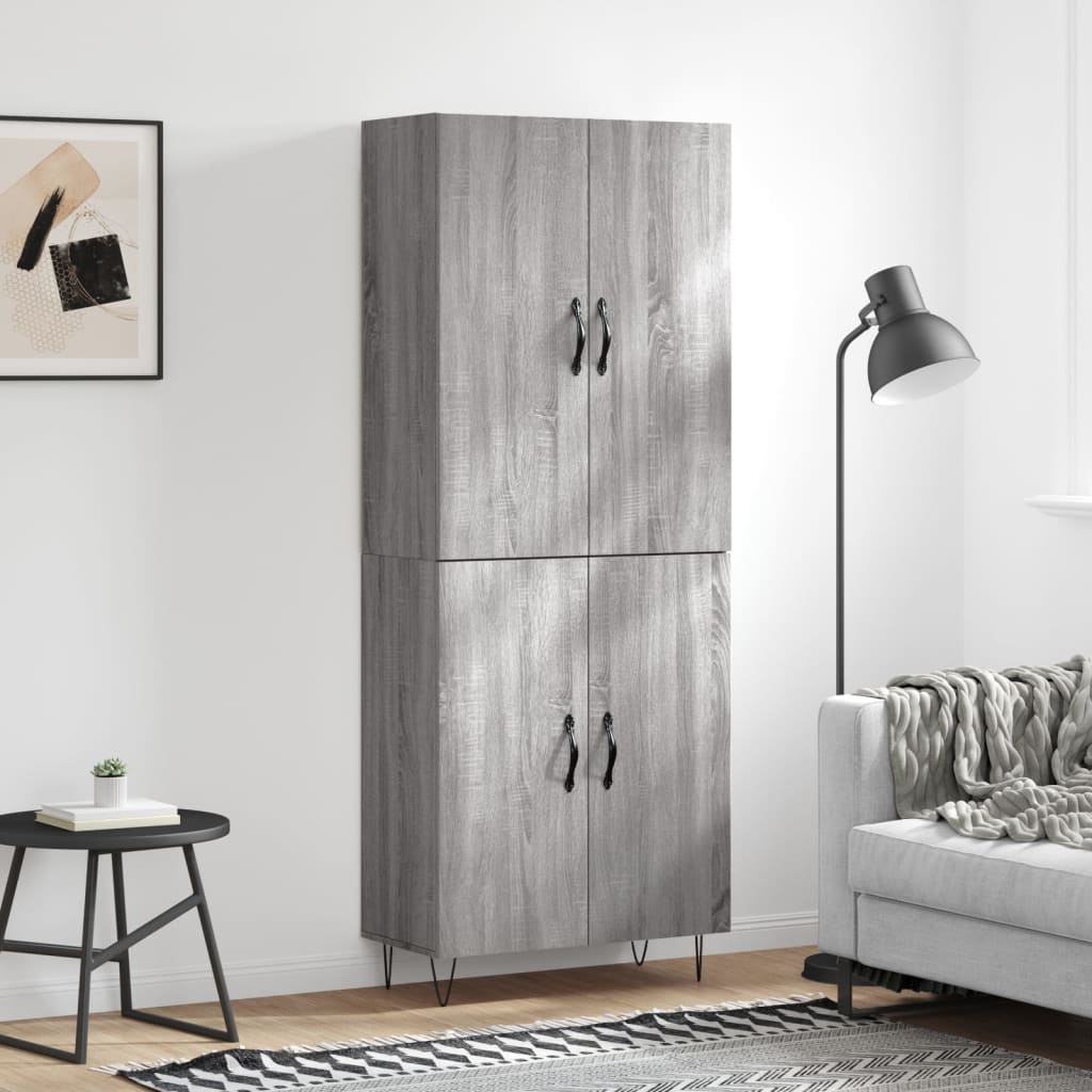Credenza Grigio Sonoma 69,5x34x180 cm in Legno Multistrato - homemem39