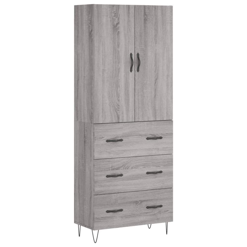Credenza Grigio Sonoma 69,5x34x180 cm in Legno Multistrato
