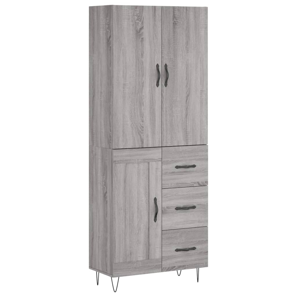 Credenza Grigio Sonoma 69,5x34x180 cm in Legno Multistrato