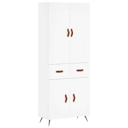 Credenza Bianca 69,5x34x180 cm in Legno Multistrato