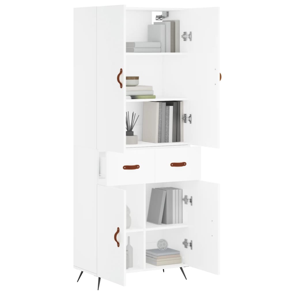 Credenza Bianca 69,5x34x180 cm in Legno Multistrato