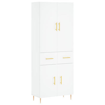 Credenza Bianca 69,5x34x180 cm in Legno Multistrato