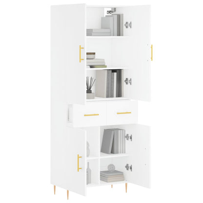 Credenza Bianca 69,5x34x180 cm in Legno Multistrato