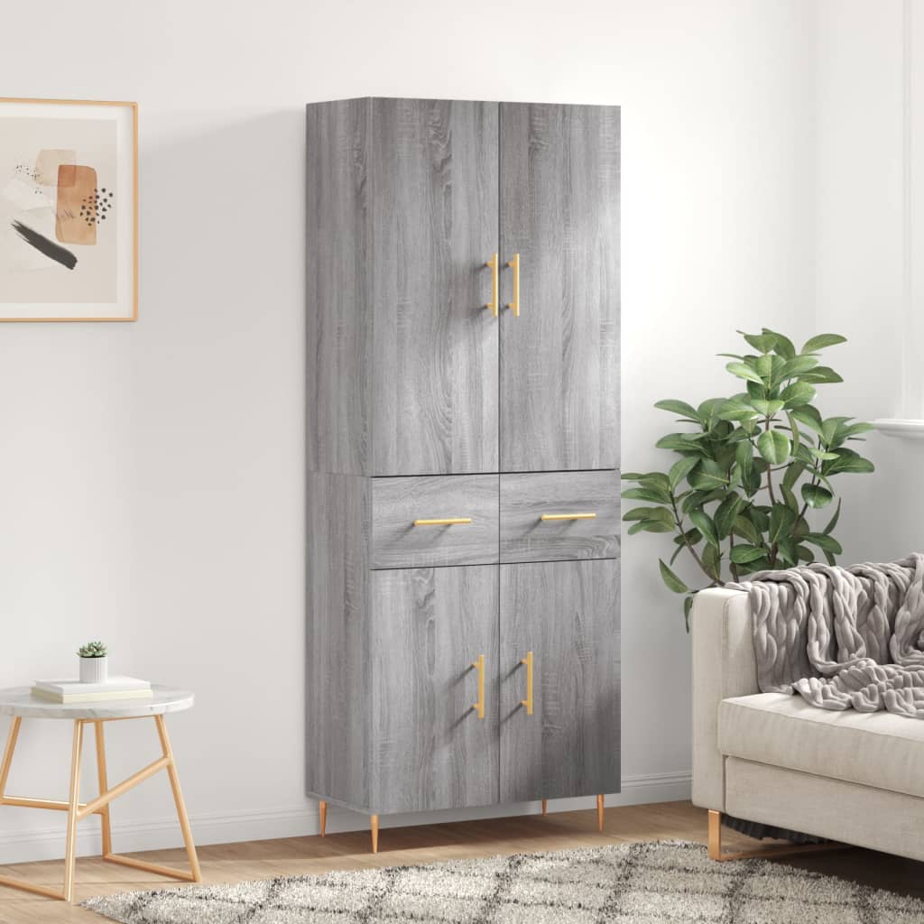 Credenza Grigio Sonoma 69,5x34x180 cm in Legno Multistrato - homemem39