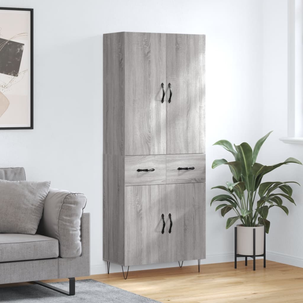 Credenza Grigio Sonoma 69,5x34x180 cm in Legno Multistrato - homemem39