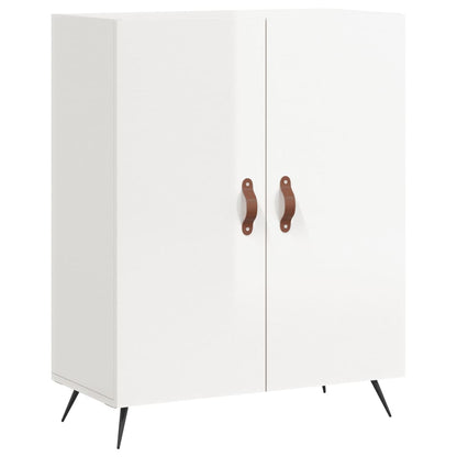 Credenza Bianco Lucido 69,5x34x180 cm in Legno Multistrato