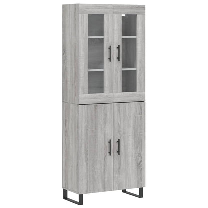 Credenza Grigio Sonoma 69,5x34x180 cm in Legno Multistrato