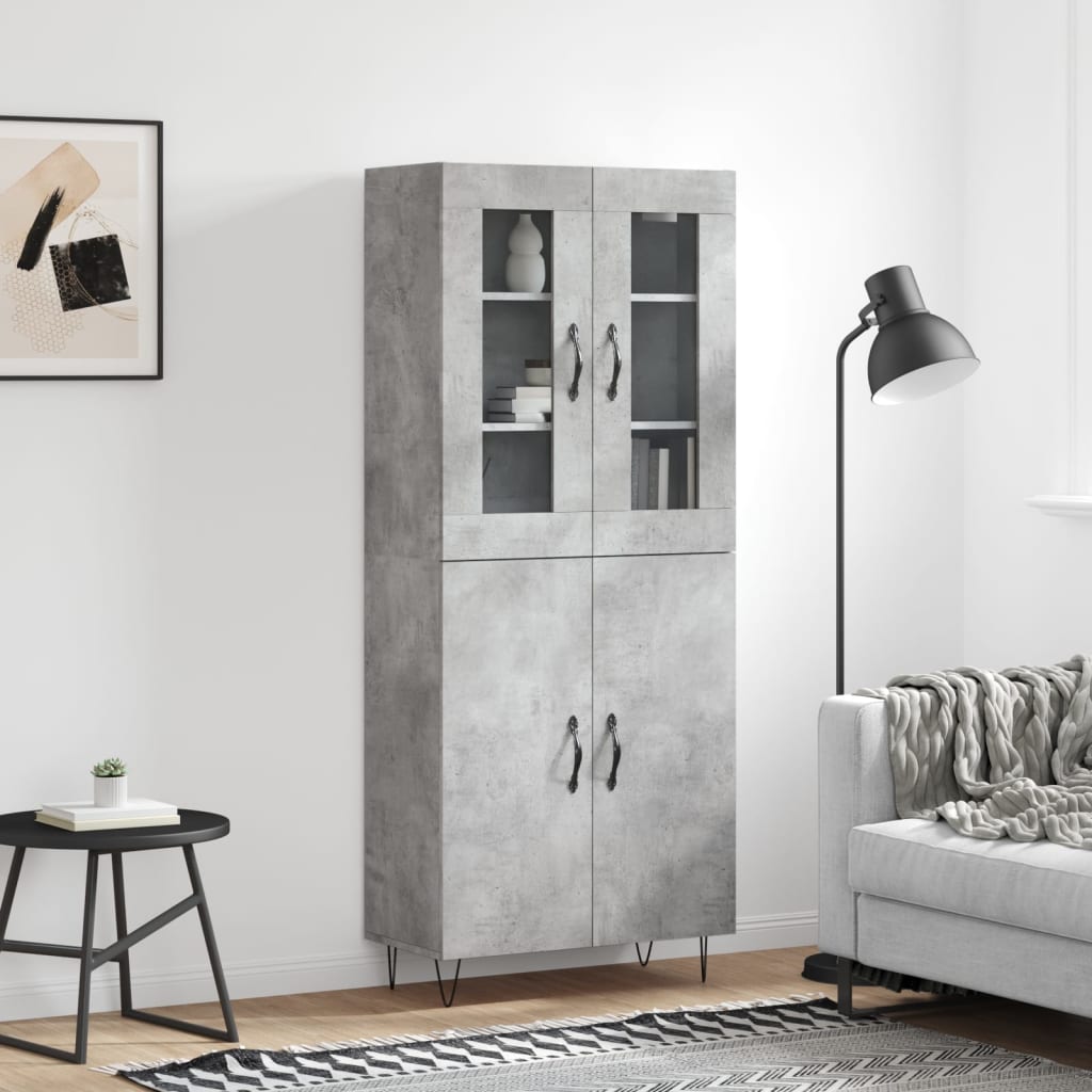 Credenza Grigio Cemento 69,5x34x180 cm in Legno Multistrato - homemem39
