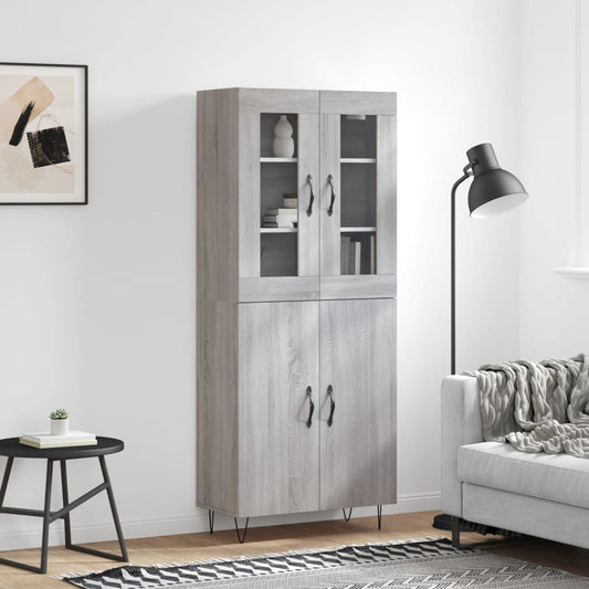 Credenza Grigio Sonoma 69,5x34x180 cm in Legno Multistrato - homemem39