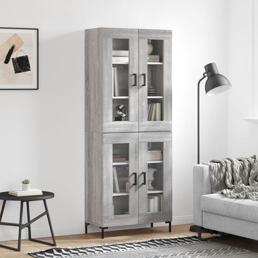 Credenza Grigio Sonoma 69,5x34x180 cm in Legno Multistrato