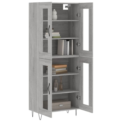 Credenza Grigio Sonoma 69,5x34x180 cm in Legno Multistrato
