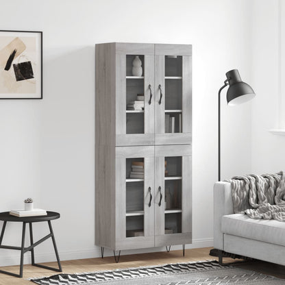 Credenza Grigio Sonoma 69,5x34x180 cm in Legno Multistrato