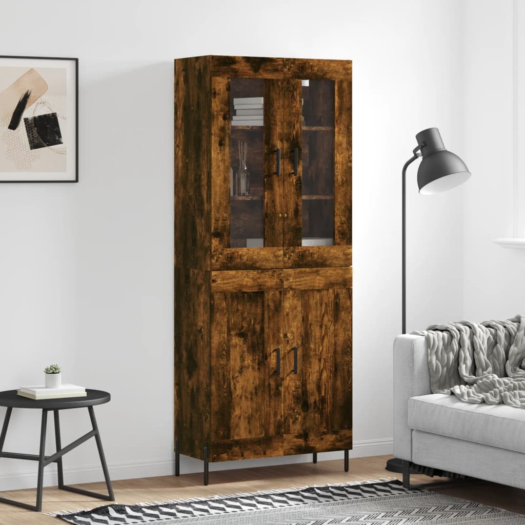Credenza Rovere Fumo 69,5x34x180 cm in Legno Multistrato