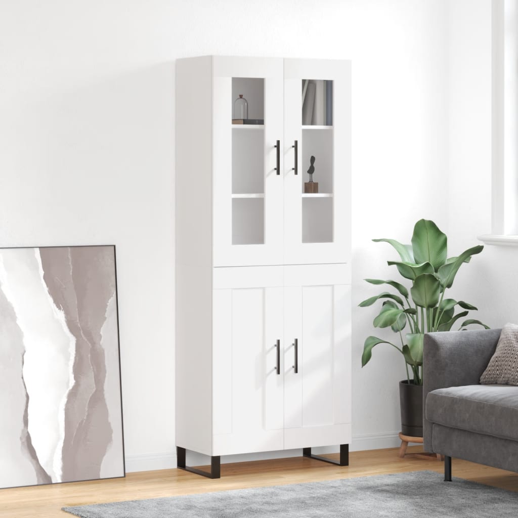Credenza Bianca 69,5x34x180 cm in Legno Multistrato - homemem39