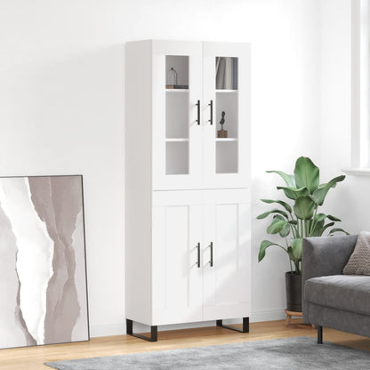 Credenza Bianca 69,5x34x180 cm in Legno Multistrato - homemem39