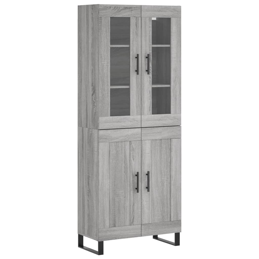 Credenza Grigio Sonoma 69,5x34x180 cm in Legno Multistrato