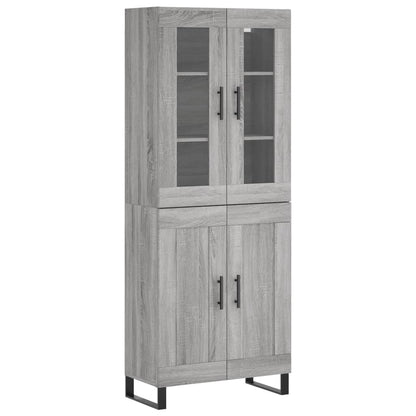 Credenza Grigio Sonoma 69,5x34x180 cm in Legno Multistrato