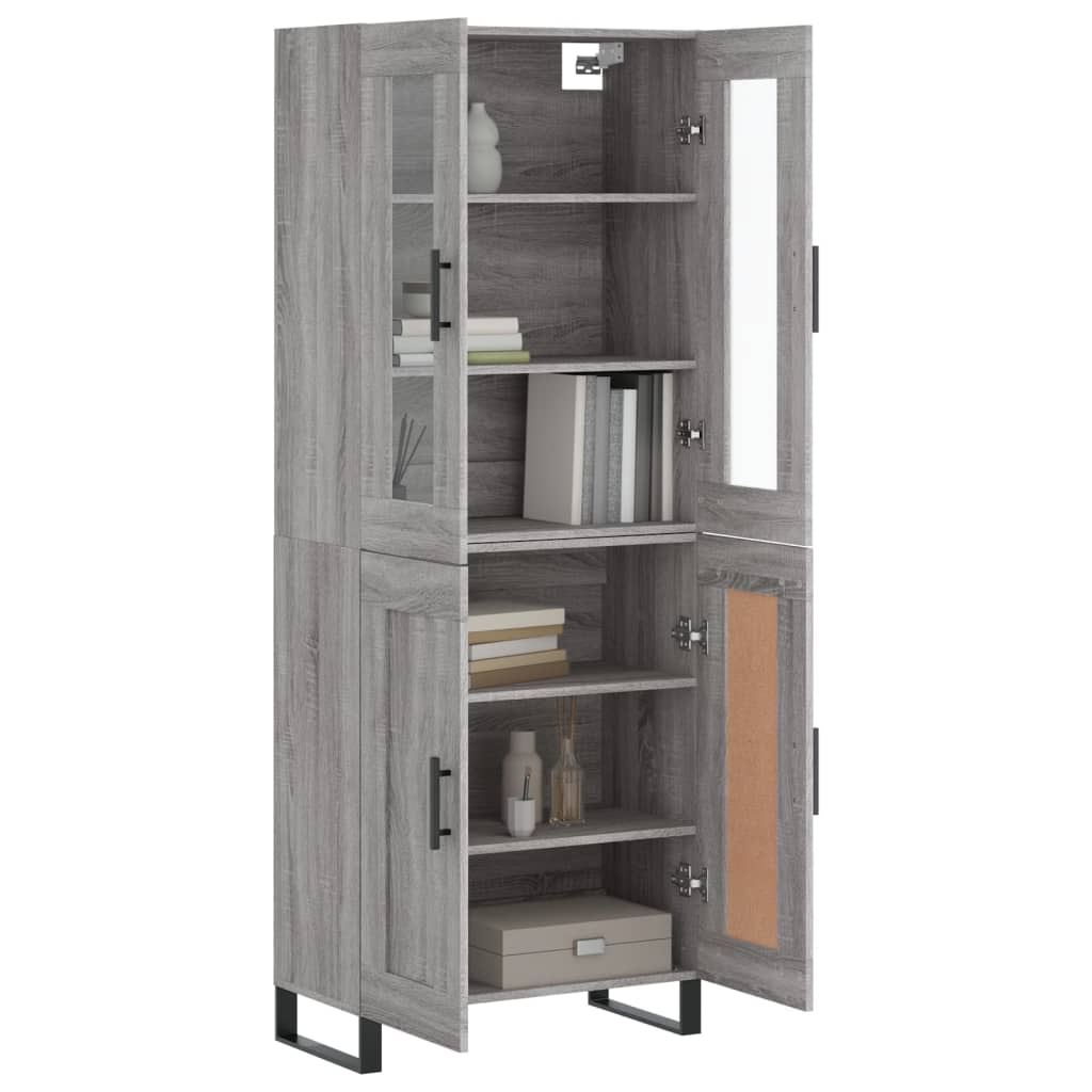 Credenza Grigio Sonoma 69,5x34x180 cm in Legno Multistrato